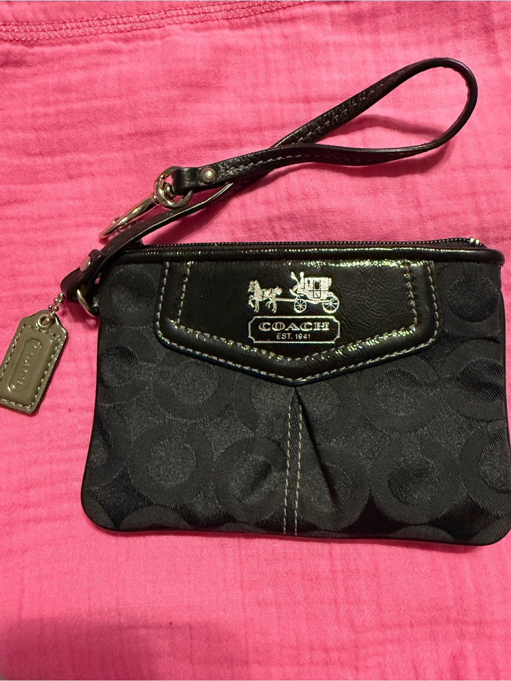 Coach Black Signature Wristlet - Picture 2 of 9